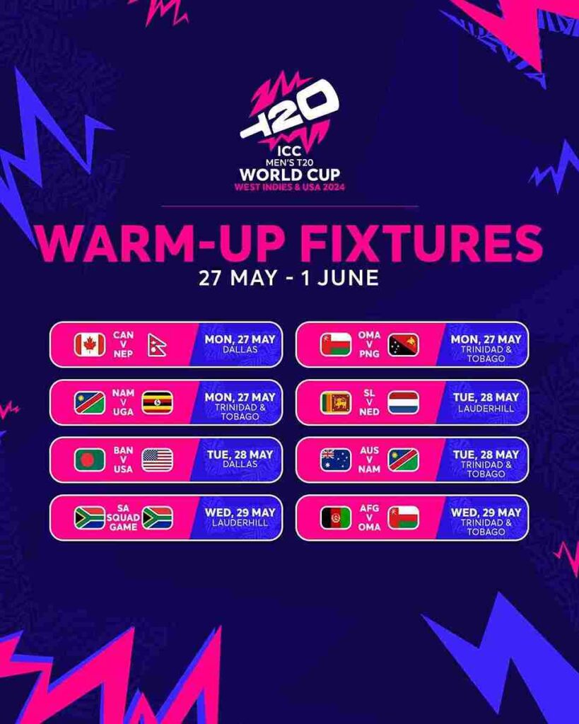 T20 World Cup Warm-up schedule 1