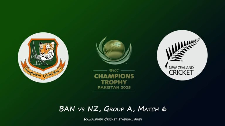 Bangladesh vs New Zealand Champions Trophy 2025, Group A, Match 6, Live Streaming