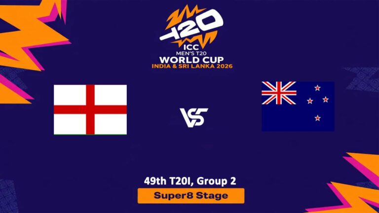 New Zealand vs England (Super 8) T20 World Cup 2026 Live Streaming